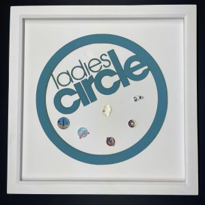 Ladies Circle pin badge display board