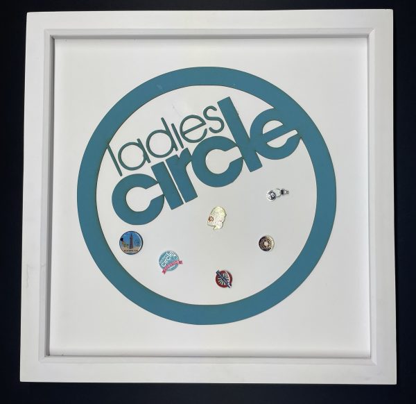 Ladies Circle pin badge display board