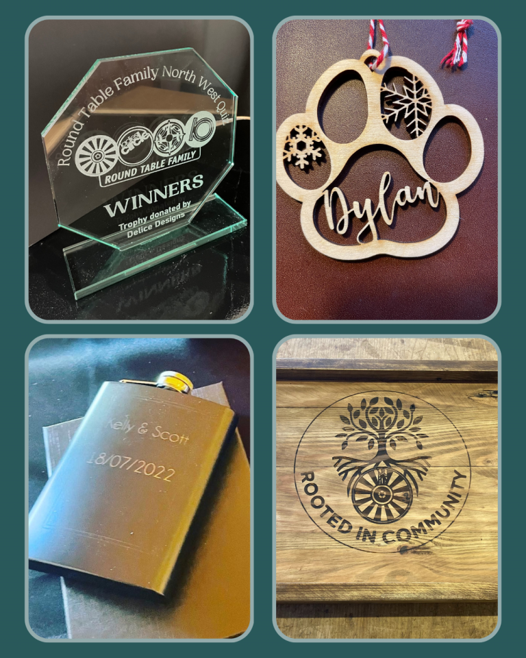 other available items - hi flasks, engraved awards, personalised decorations